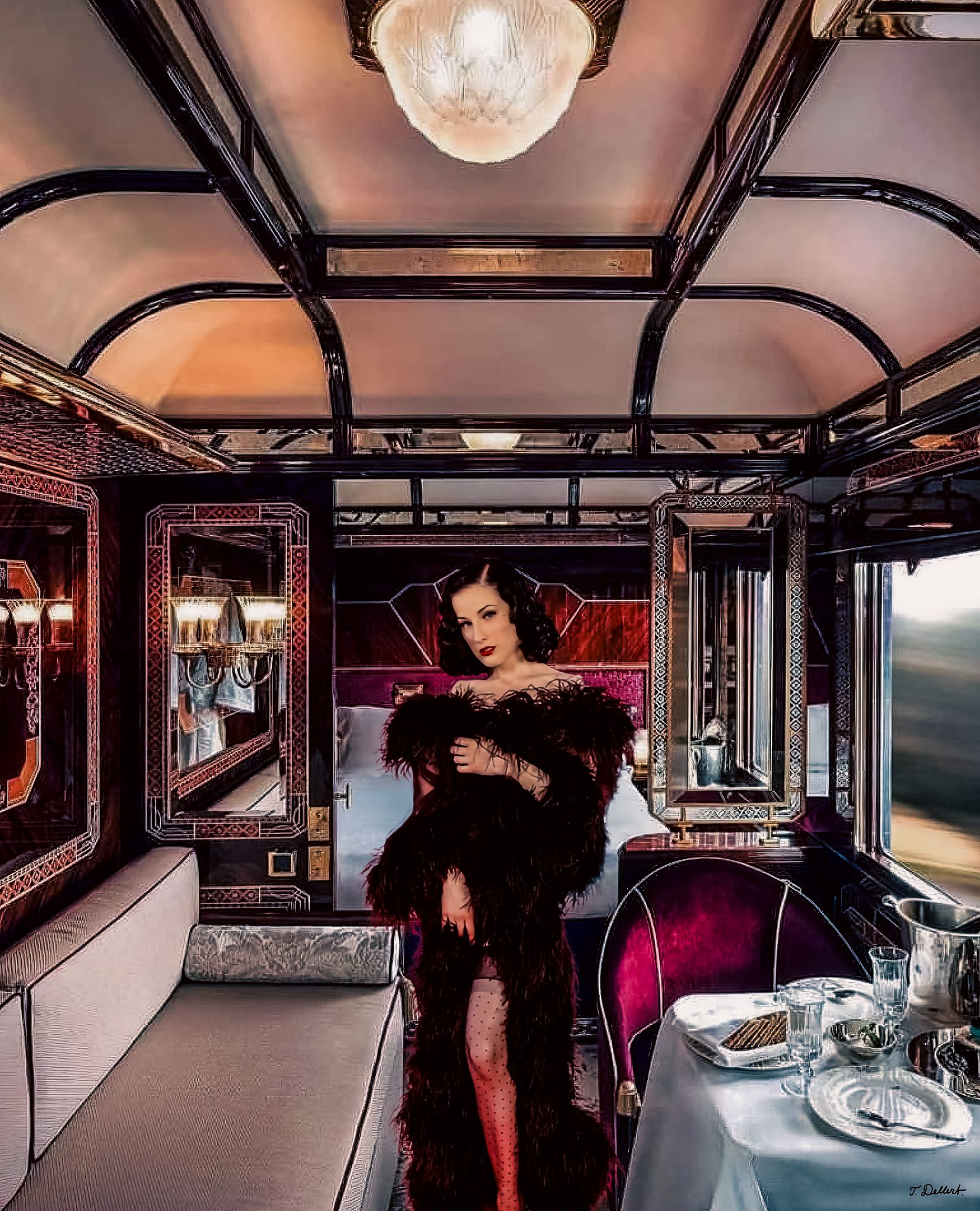 Dita in the Orient Express dining private 